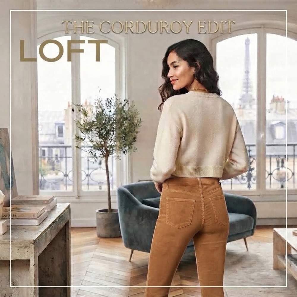 Loft Womens High Rise 0 Skinny Corduroy Pants Tan 25" 5-Pocket Trousers Workwear